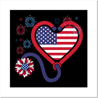 Patriotic Nurse 4th Of July American Flag Independence Day Posters and Art